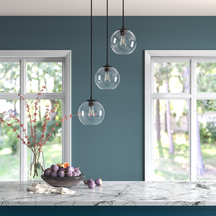 Mercury Row® Snead 3 Light Kitchen Island Globe Pendant with Glass